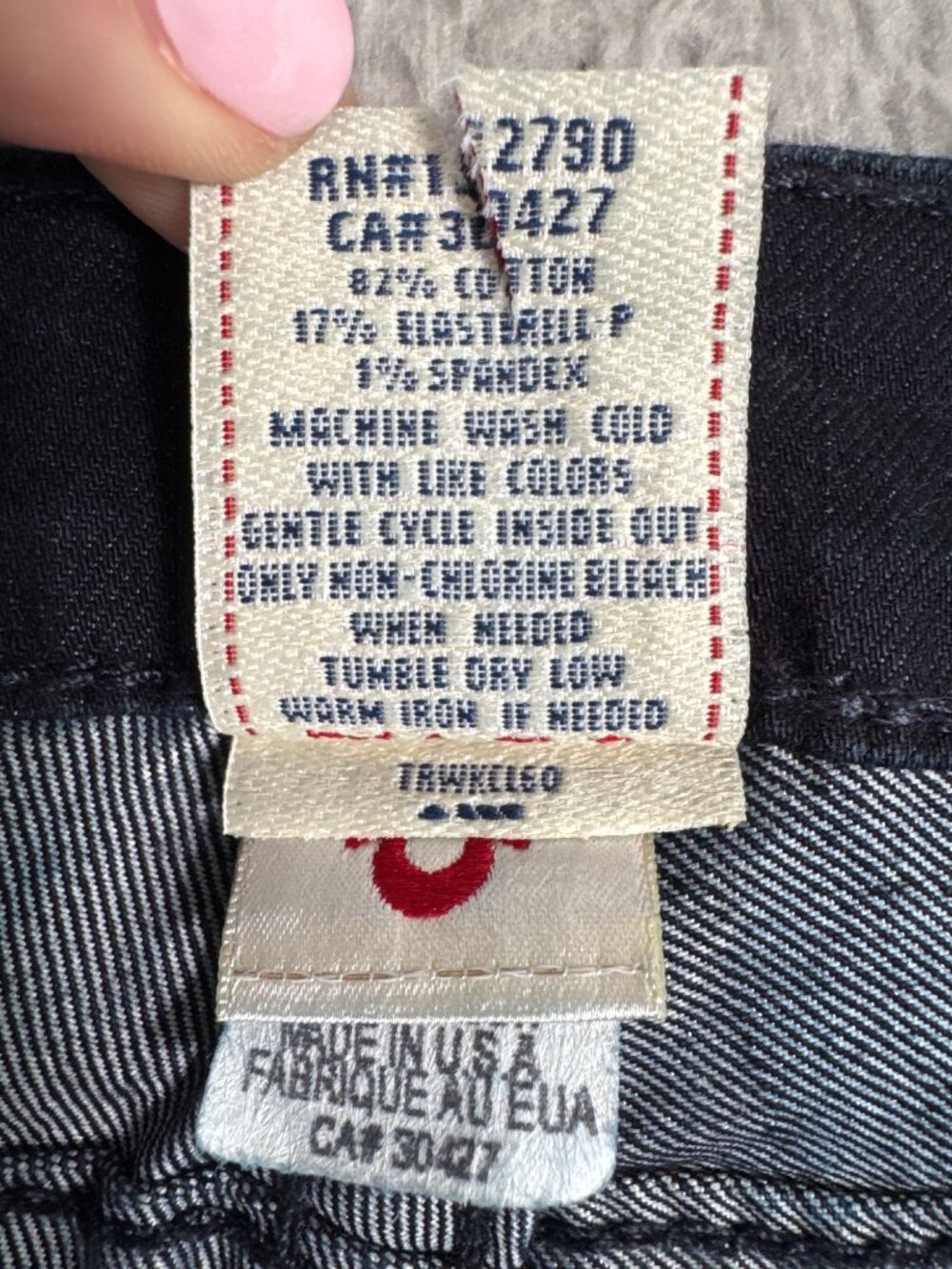 True Religion Disco Billy Bootcut Crystal Trim Jeans 30 Black Dark Wash Stretch - Picture 4 of 16